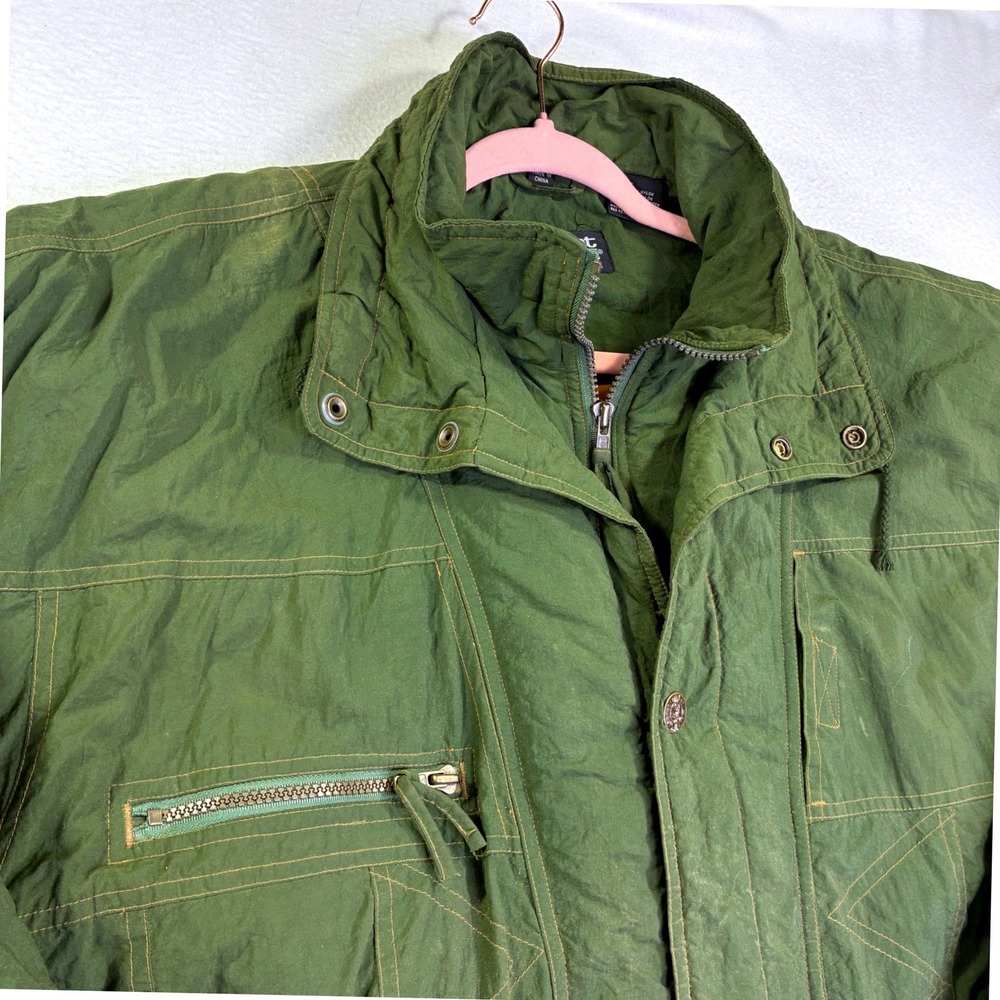 Robert Edwards Limited Vintage Bomber Jacket Green Nylon Padded Mens Large